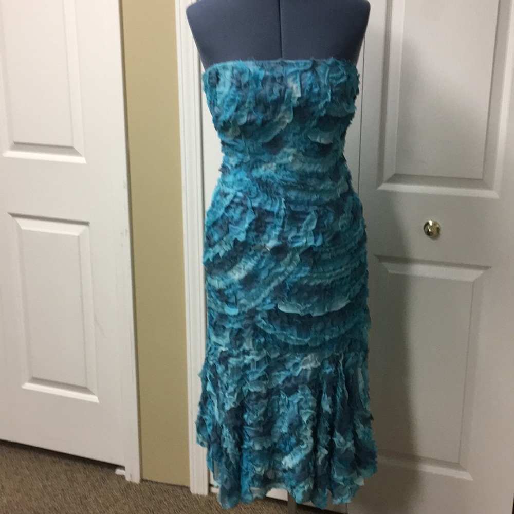 David Dixon multi blue cocktail dress